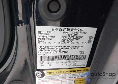 2017 Ford Expedition El Limited from USA, damaged, VIN 1FMJK2AT6HEA27362